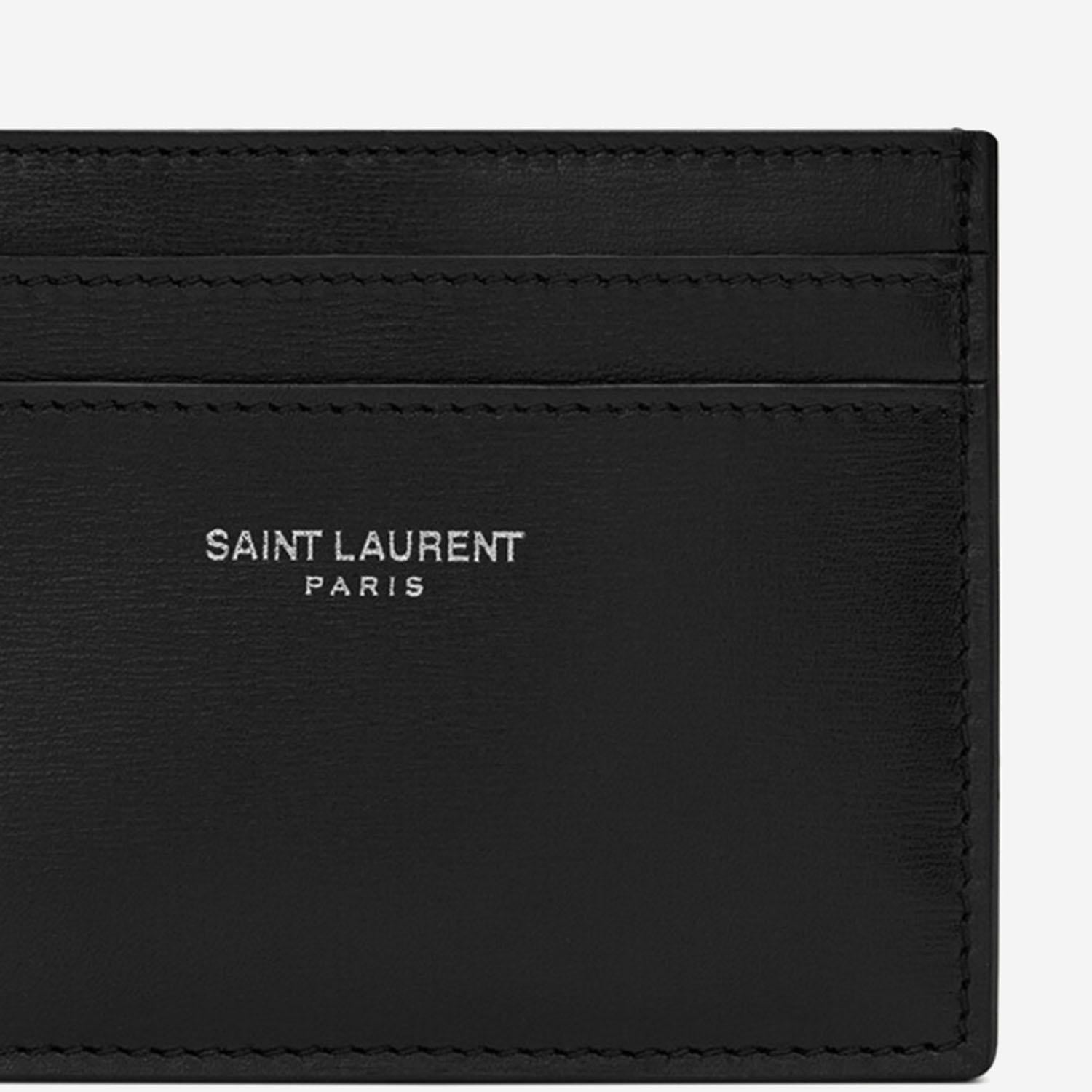 PORTA CARTE IN PELLE CON LOGO 375946 0U90N1000 SAINT LAURENT 