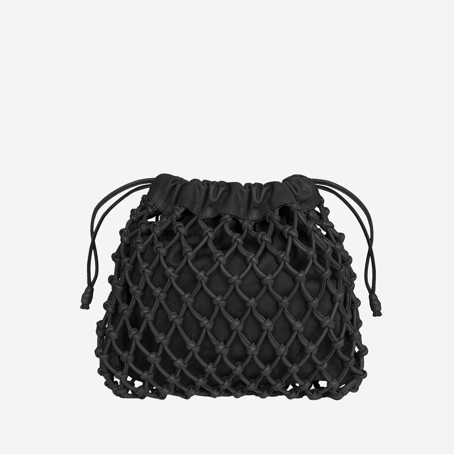 BORSA MORGAN IN PELLE E COTONE CON RETE BAFS21898 100 THE FRANKIE SHOP 