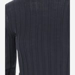 MAGLIA IN LANA E SETA A COSTE 6252K21070 MIDNIGHT CARVEN 