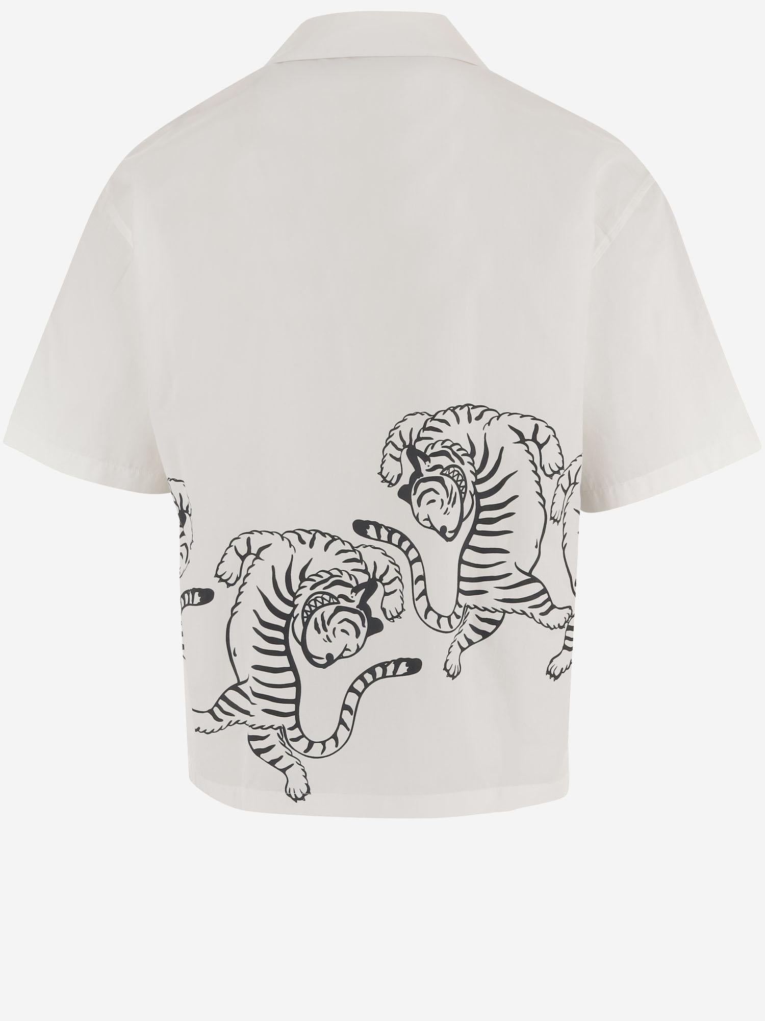 CAMICIA IN COTONE CON STAMPA TIGRI E LOGO 80OALF03 CNF03004 JUST CAVALLI 