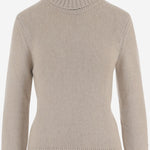 MAGLIONE IN CASHMERE CON COLLO ALTO E ORLO A ONDE 314925 BEIGE MAGDA BUTRYM 
