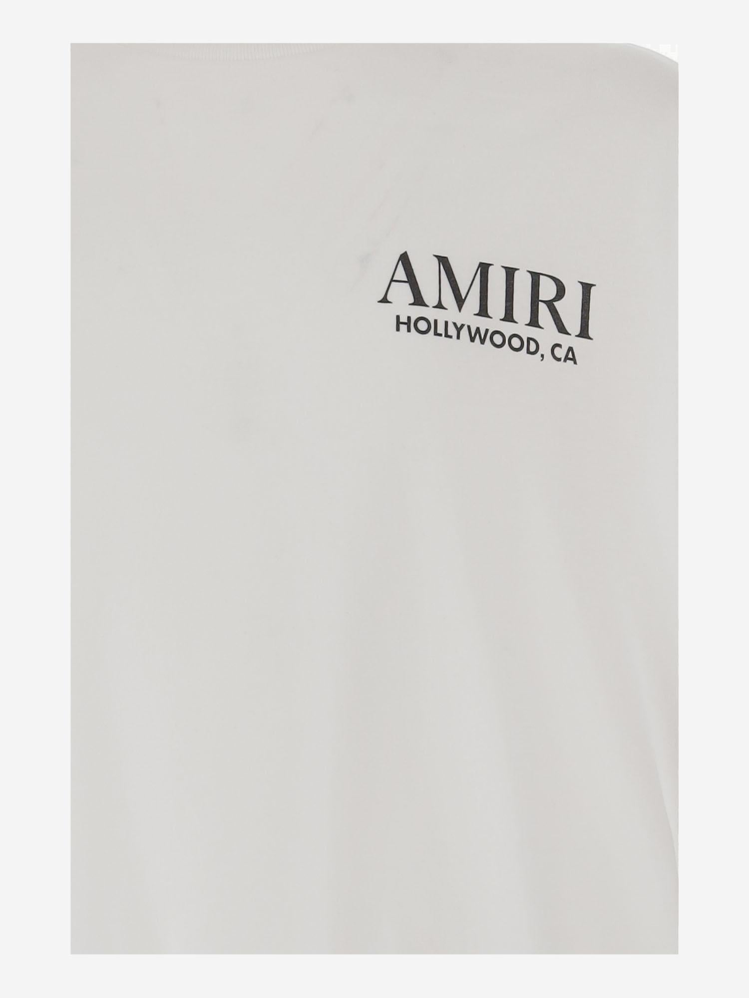 T-SHIRT IN COTONE CON STAMPA E LOGO AKJYTE 1036Ivory AMIRI KIDS 
