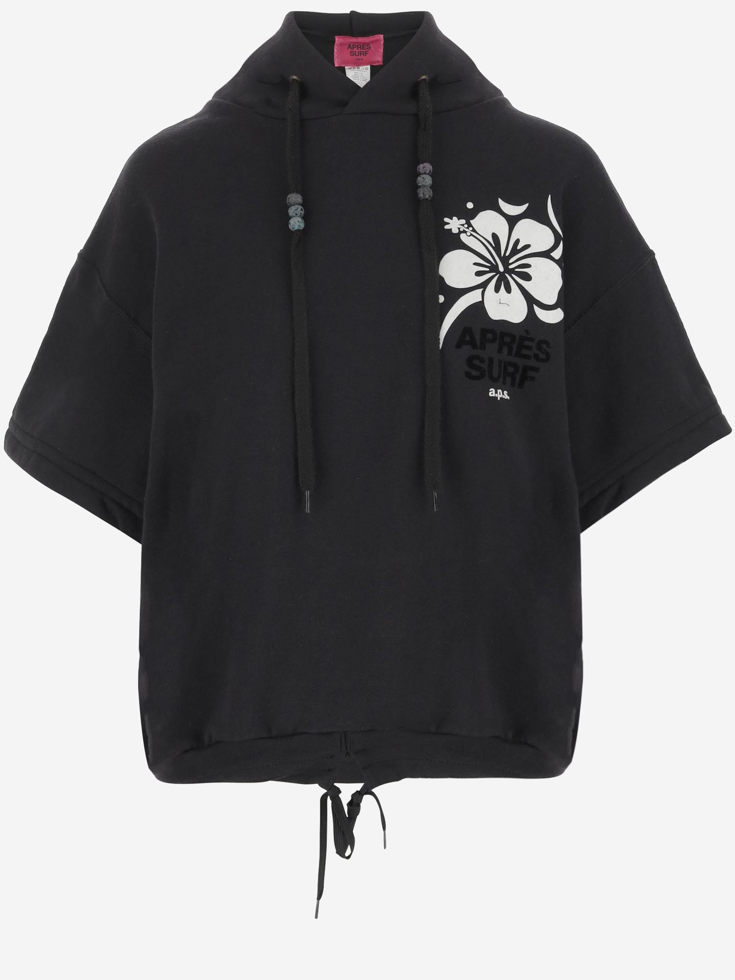 FELPA IN MISTO COTONE CON LOGO LINDA BLACK APRES SURF 