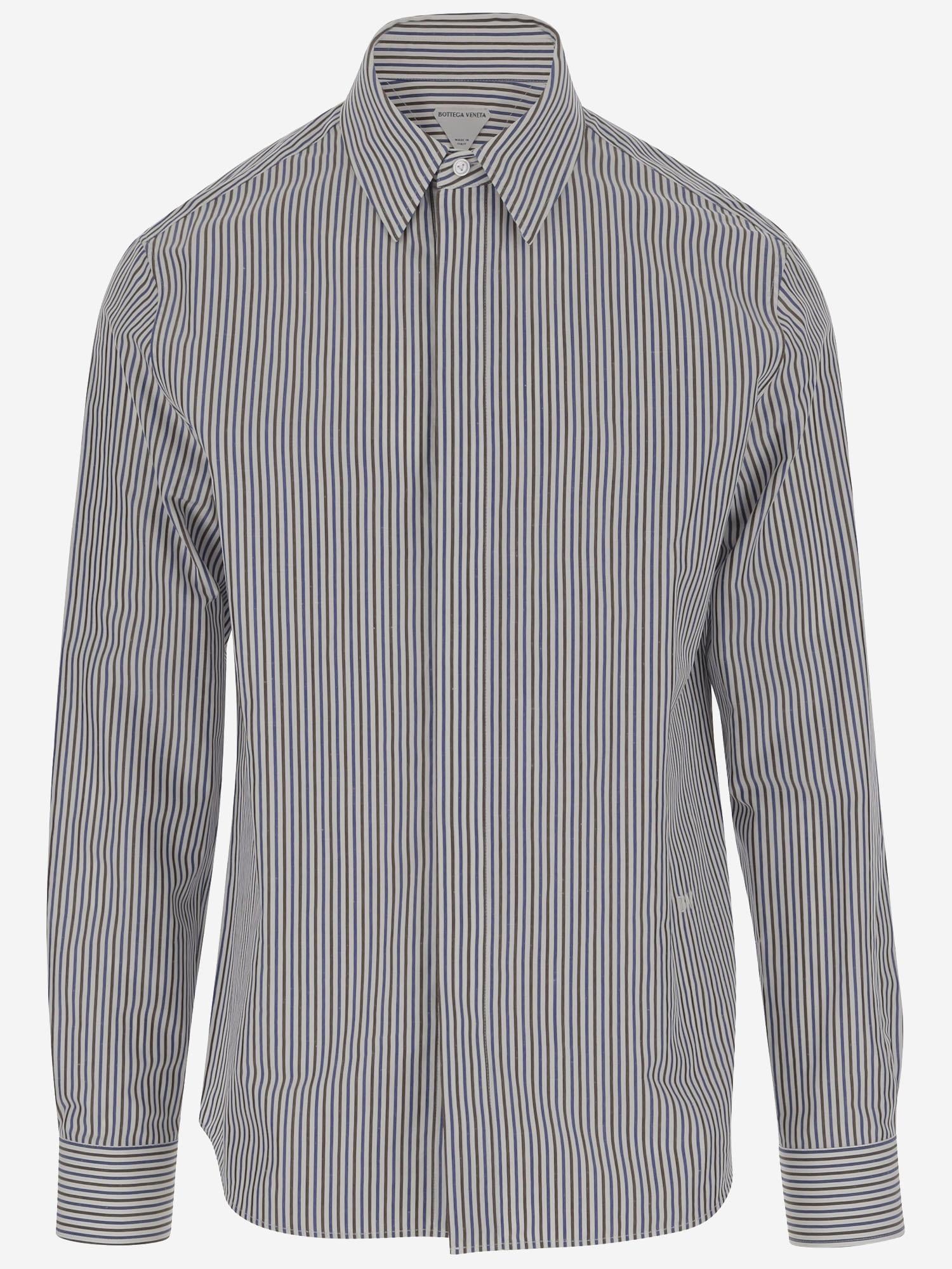 CAMICIA IN MISTO COTONE CON MOTIVO A RIGHE 762914 V3ZC14012 BOTTEGA VENETA 