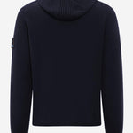 MAGLIONE CON CAPPUCCIO IN LANA MERINO PMG23 BLUE PREMIATA 