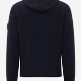 MAGLIONE CON CAPPUCCIO IN LANA MERINO PMG23 BLUE PREMIATA 