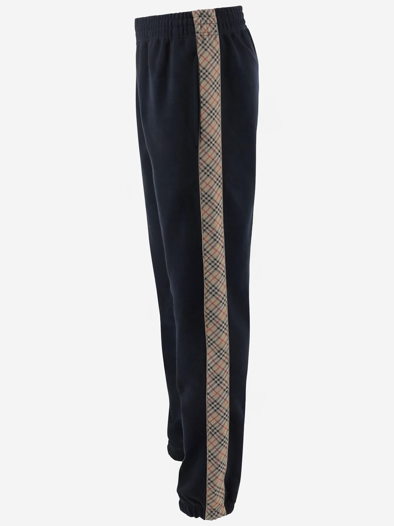 PANTALONI IN COTONE BURBERRY CHECK 8118995 NAVY BURBERRY 