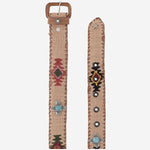 CINTURA IN PELLE E TESSUTO AMAZONIA CAMEL WAITZ 