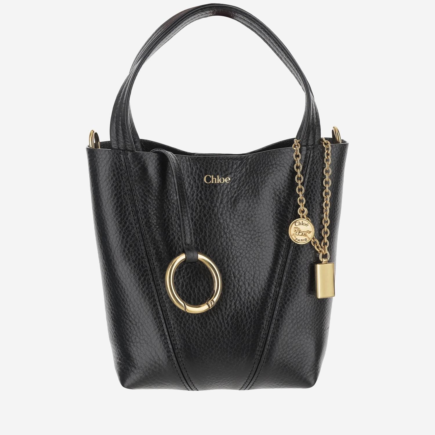 TOTE BAG PICCOLA CHLOÉ SPIN IN PELLE GRANATA CH25SS812N84 001 CHLOE 
