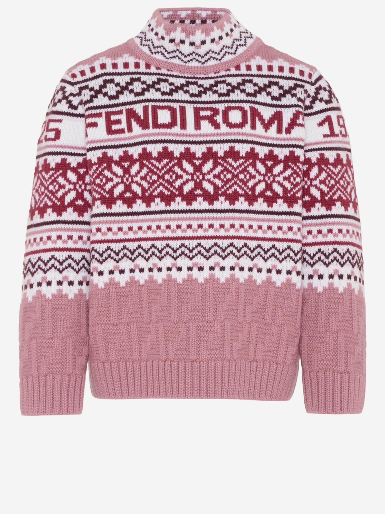 MAGLIONE IN LANA CON LOGO E MOTVIO GEOMETRICO JFG235 AYMSF1T6P FENDI KIDS 