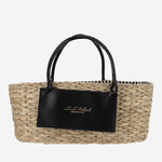 BORSA SMALL IN PAGLIA E PELLE PANDSMALL NERO ANITA BILARDI 