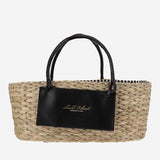 BORSA SMALL IN PAGLIA E PELLE PANDSMALL NERO ANITA BILARDI 