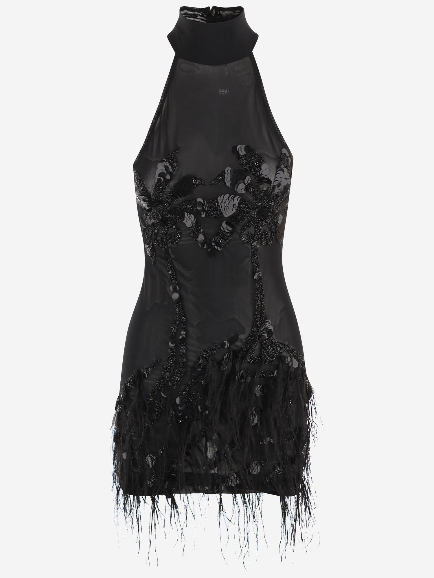 ABITO IN JERSEY TECNICO CON APPLICAZIONI PIUMATE 80PAOI03 CJI02899 JUST CAVALLI 