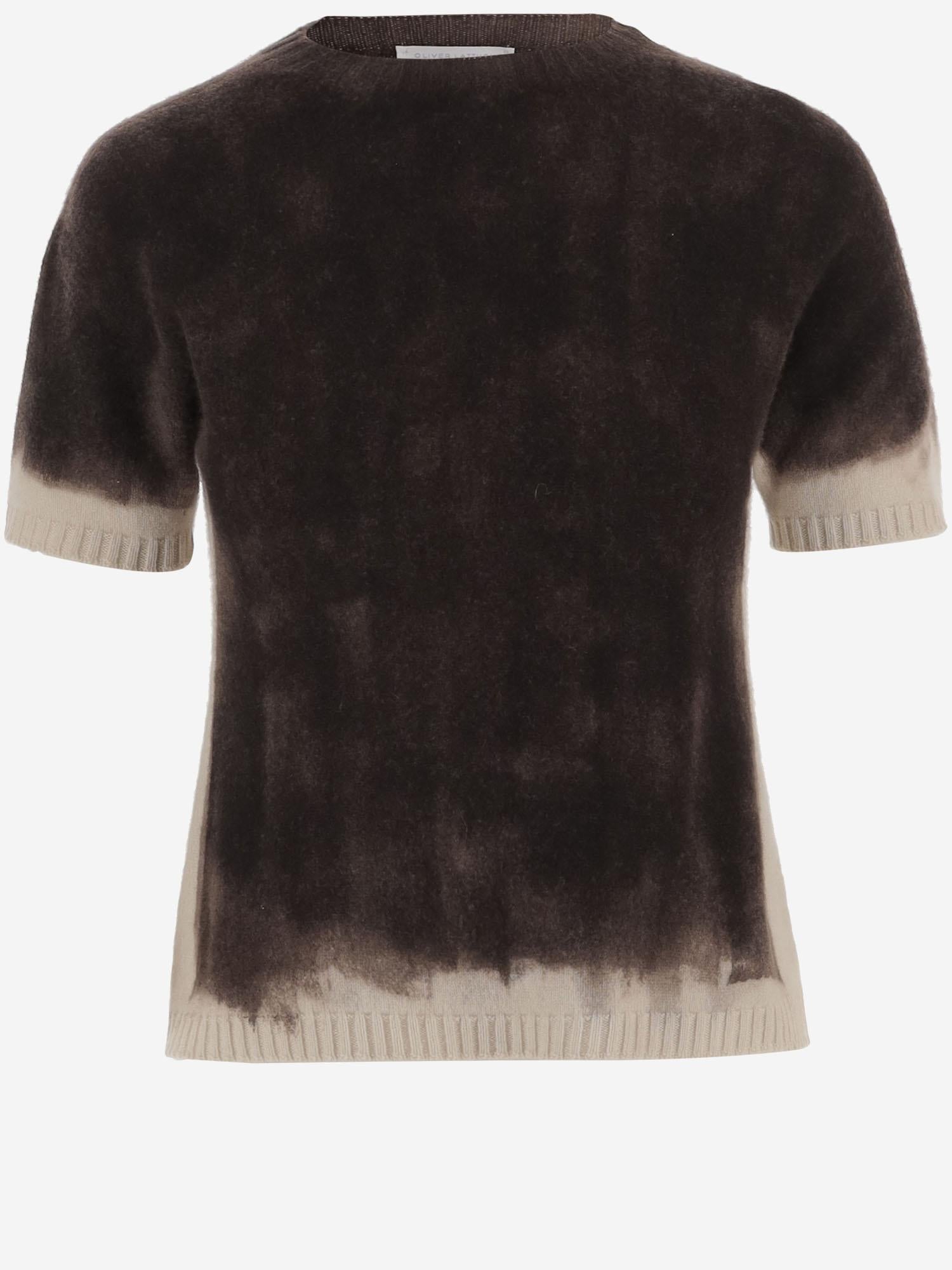 T-SHIRT IN CASHMERE CON EFFETTO SFUMATO D301AE WHITE OLIVER LATTUGHI 