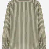 CAMICIA IN CUPRO A RIGHE CON TASCHE APPLICATE 010712 3274604 DRIES VAN NOTEN 