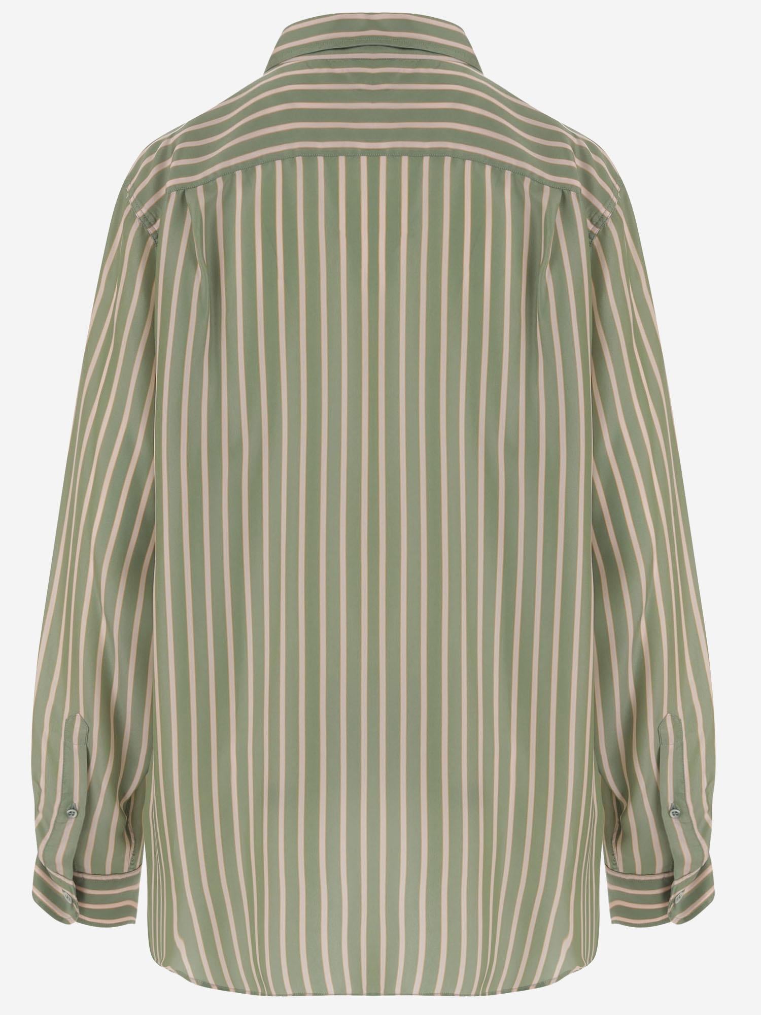 CAMICIA IN CUPRO A RIGHE CON TASCHE APPLICATE 010712 3274604 DRIES VAN NOTEN 