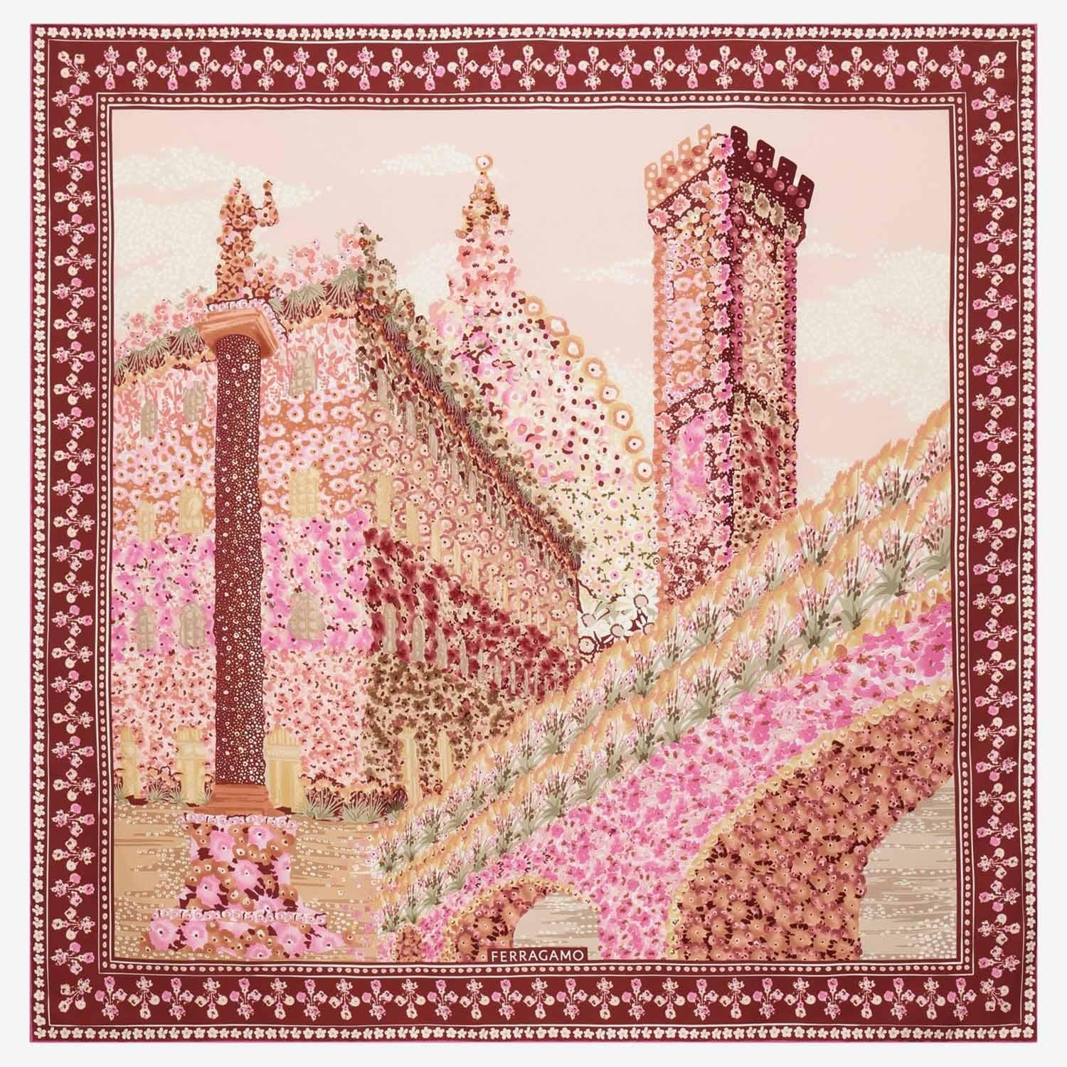 FOULARD IN SETA CON STAMPA PALAZZO 310220 002 SALVATORE FERRAGAMO 