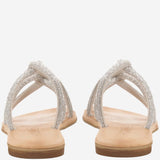 SANDALI IN PELLE CON STRASS TASO SILVER KIMA 