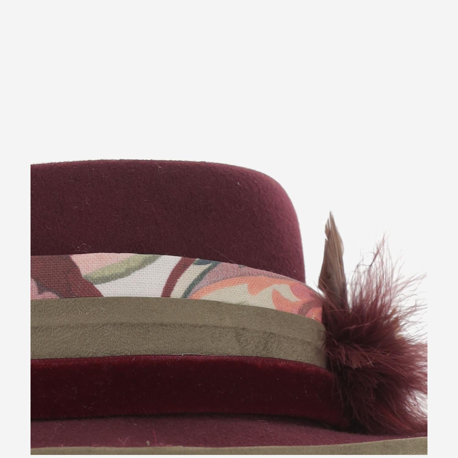 CAPPELLO fedora IN LANA BORDEAUXFEDORAHATWITHFEATHERS NATURAL ALEXIA ALVAREZ DE TOLEDO 