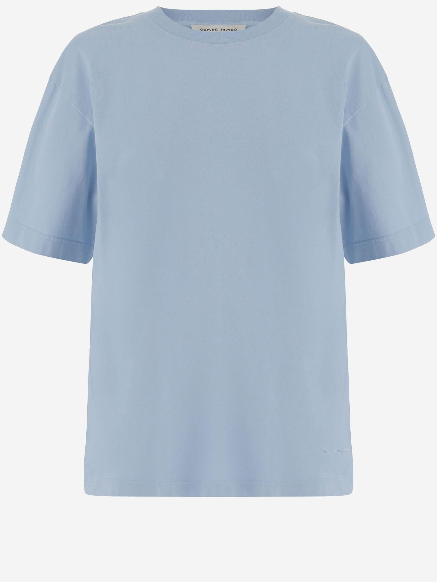 T-SHIRT IN COTONE CON STAMPA POSTERIORE 6261K21081 Aqua CARVEN 