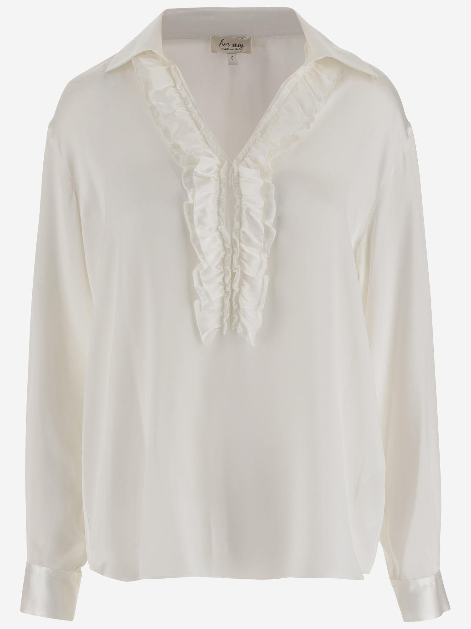 CAMICIA IN SETA STRETCH CON VOLANT DIANA T2511 HER SHIRT 