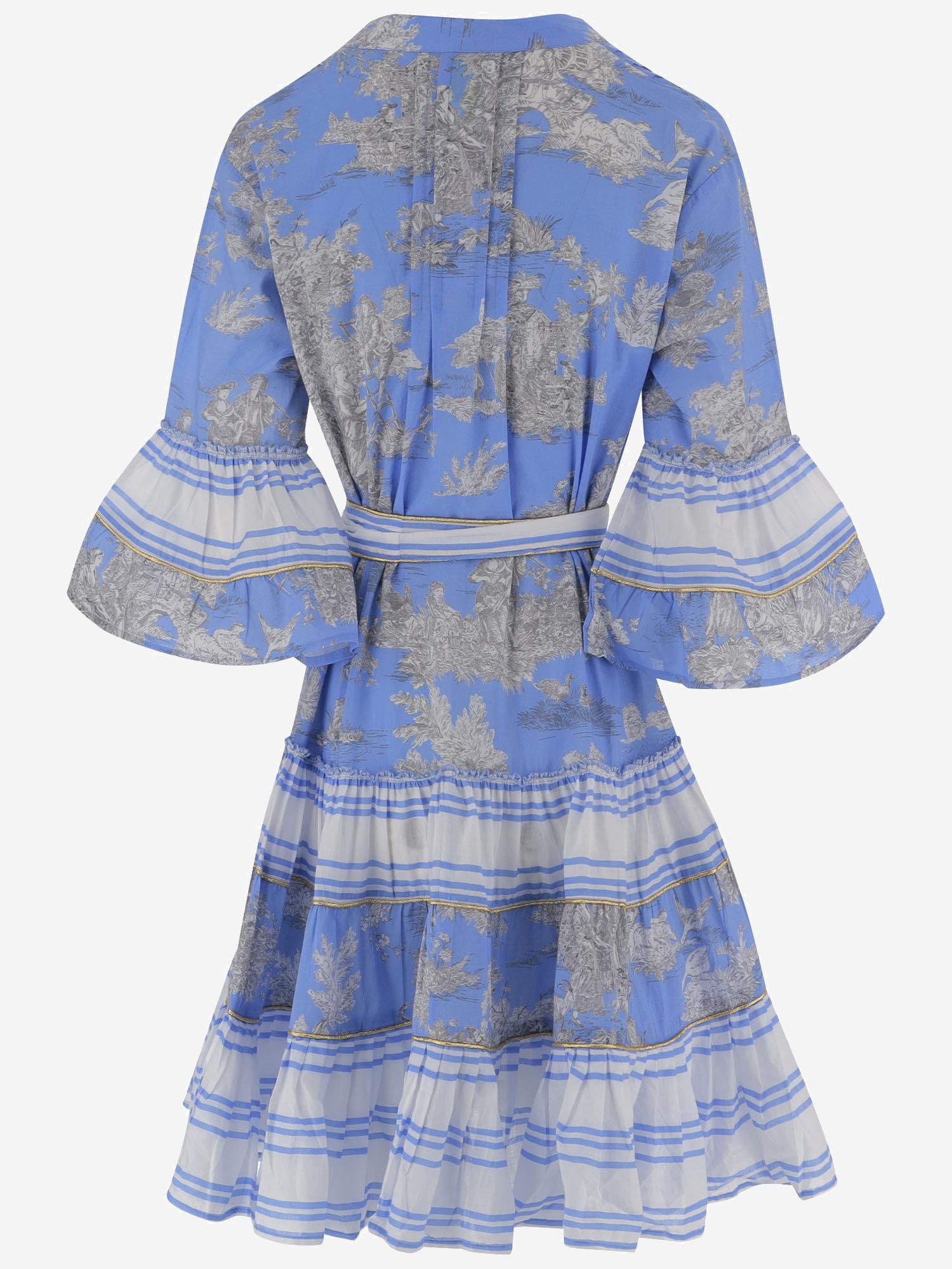 ABITO IN COTONE CON MOTIVO floreale NEWTOILE 04BLUEGREY PEPS CANNES 