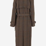 CAPPOTTO LUNGO IN LANA CON MOTIVO CHECK 831610 Y9I702849 SAINT LAURENT 