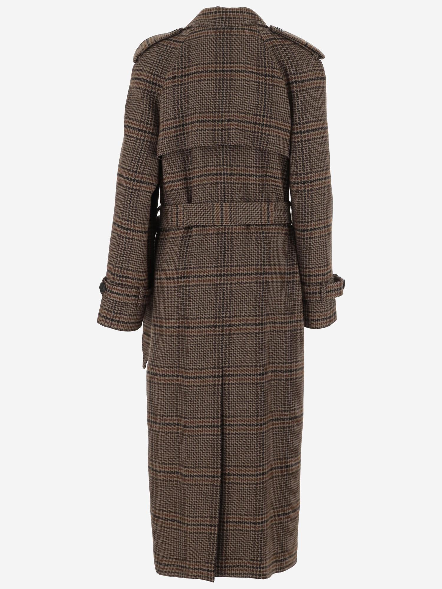 CAPPOTTO LUNGO IN LANA CON MOTIVO CHECK 831610 Y9I702849 SAINT LAURENT 