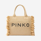 BORSA SHOPPING IN RAFIA CON LOGO 106673 A39YHZ3Q PINKO 