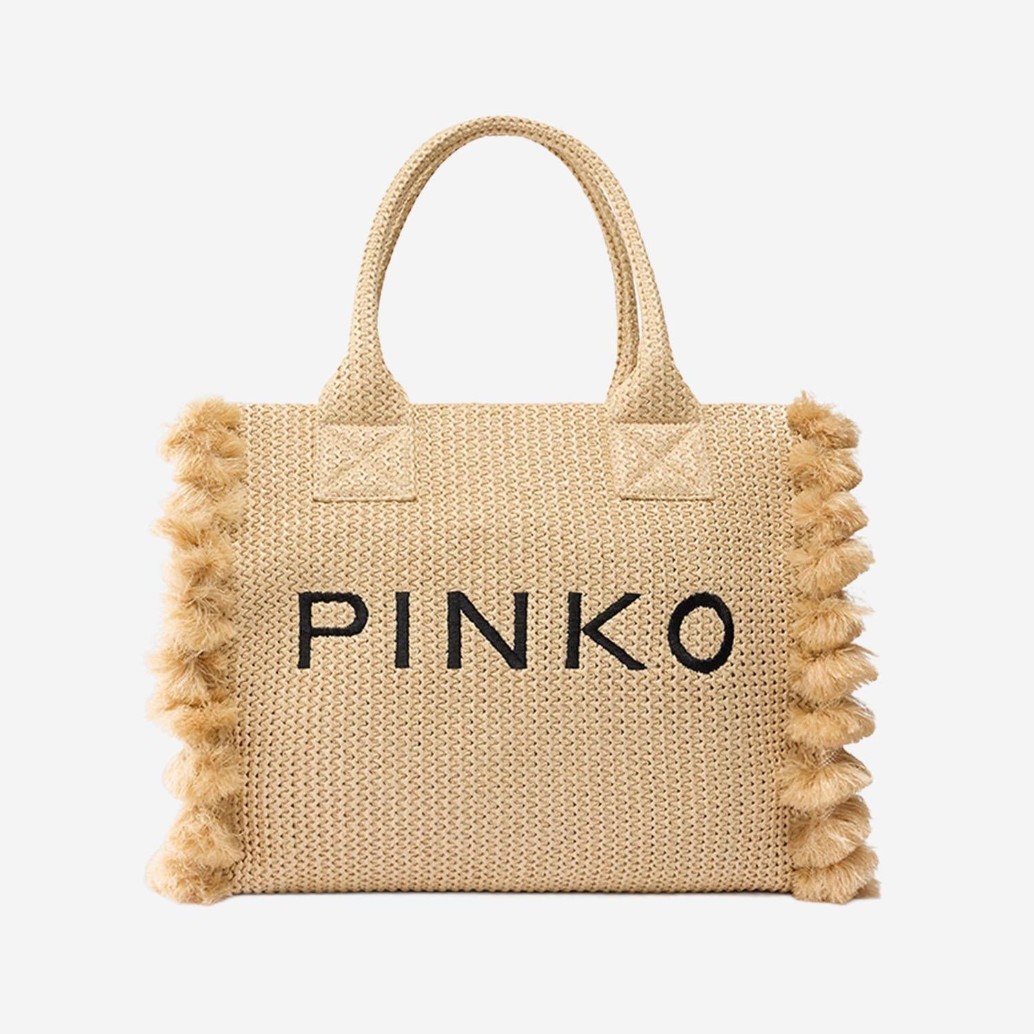 BORSA SHOPPING IN RAFIA CON LOGO 106673 A39YHZ3Q PINKO 