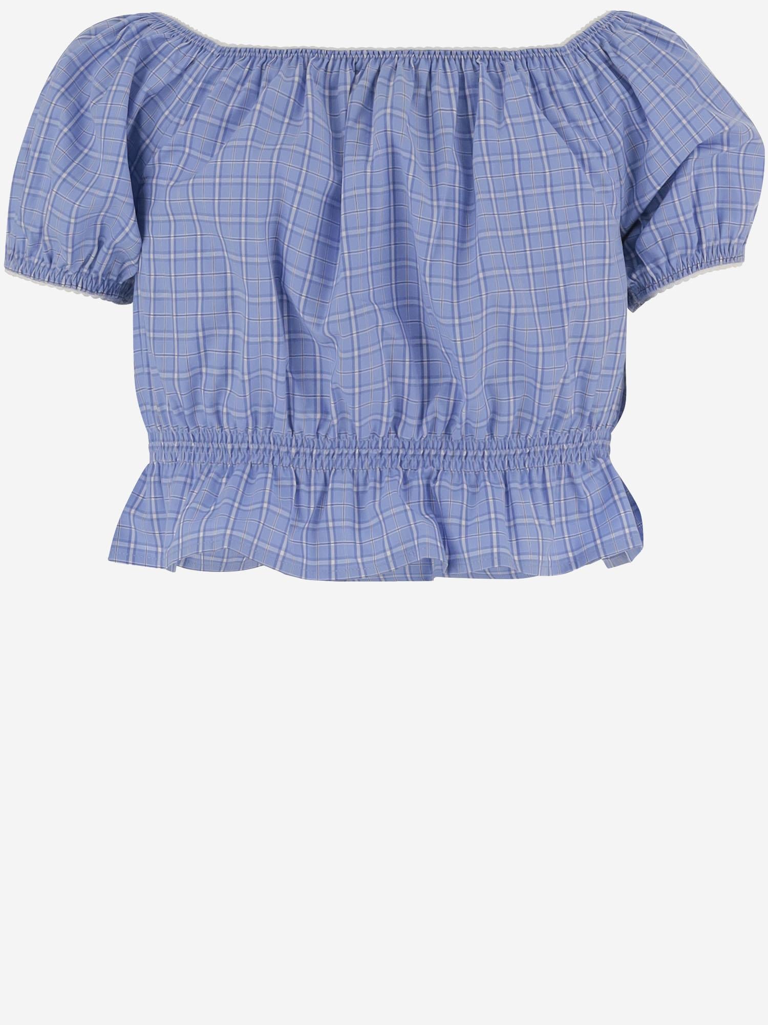 TOP IN COTONE CON MOTIVO A QUADRI MT2188 183AF0076 MIU MIU 