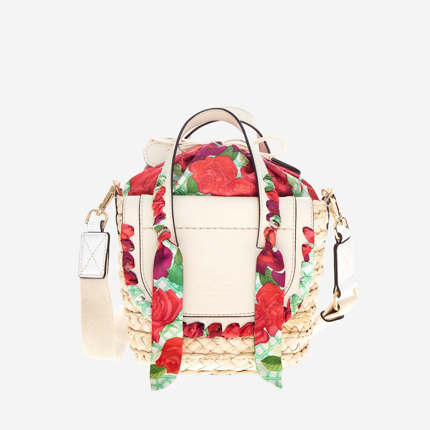 BORSA HABANERA IN PELLE E RAFIA HABANERASILK ROSETO CUBA LAB 