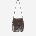 Borsa a tracolla one, two, three in suede con frange 106665 A0F6M11P PINKO 