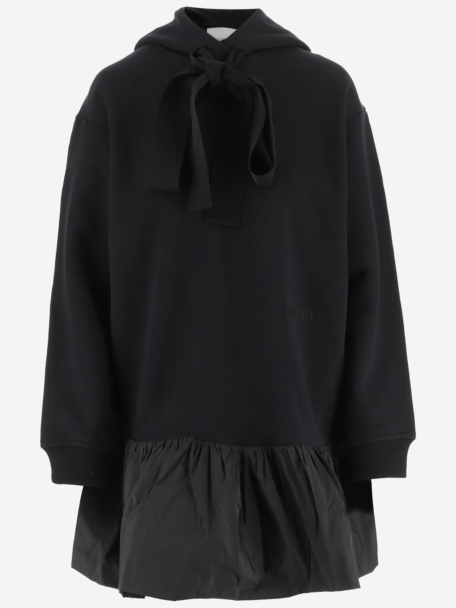 FELPA CON CAPPUCCIO E ROUCHE IN COTONE CON LOGO JE1979995 999B PATOU 