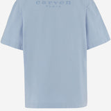 T-SHIRT IN COTONE CON STAMPA POSTERIORE 6261K21081 Aqua CARVEN 