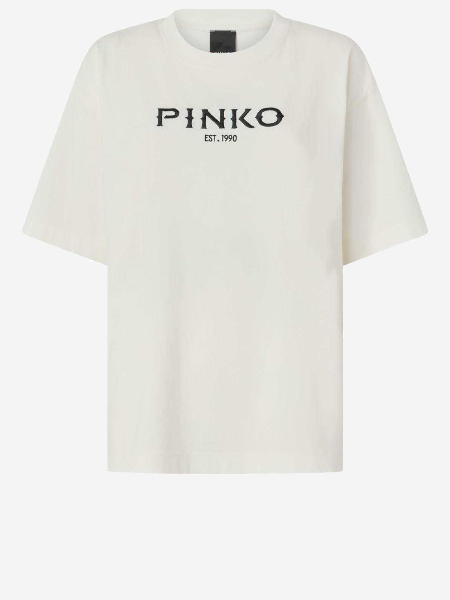 T-SHIRT IN COTONE CON STAMPA LOGO 106872 A3B3Z05 PINKO 