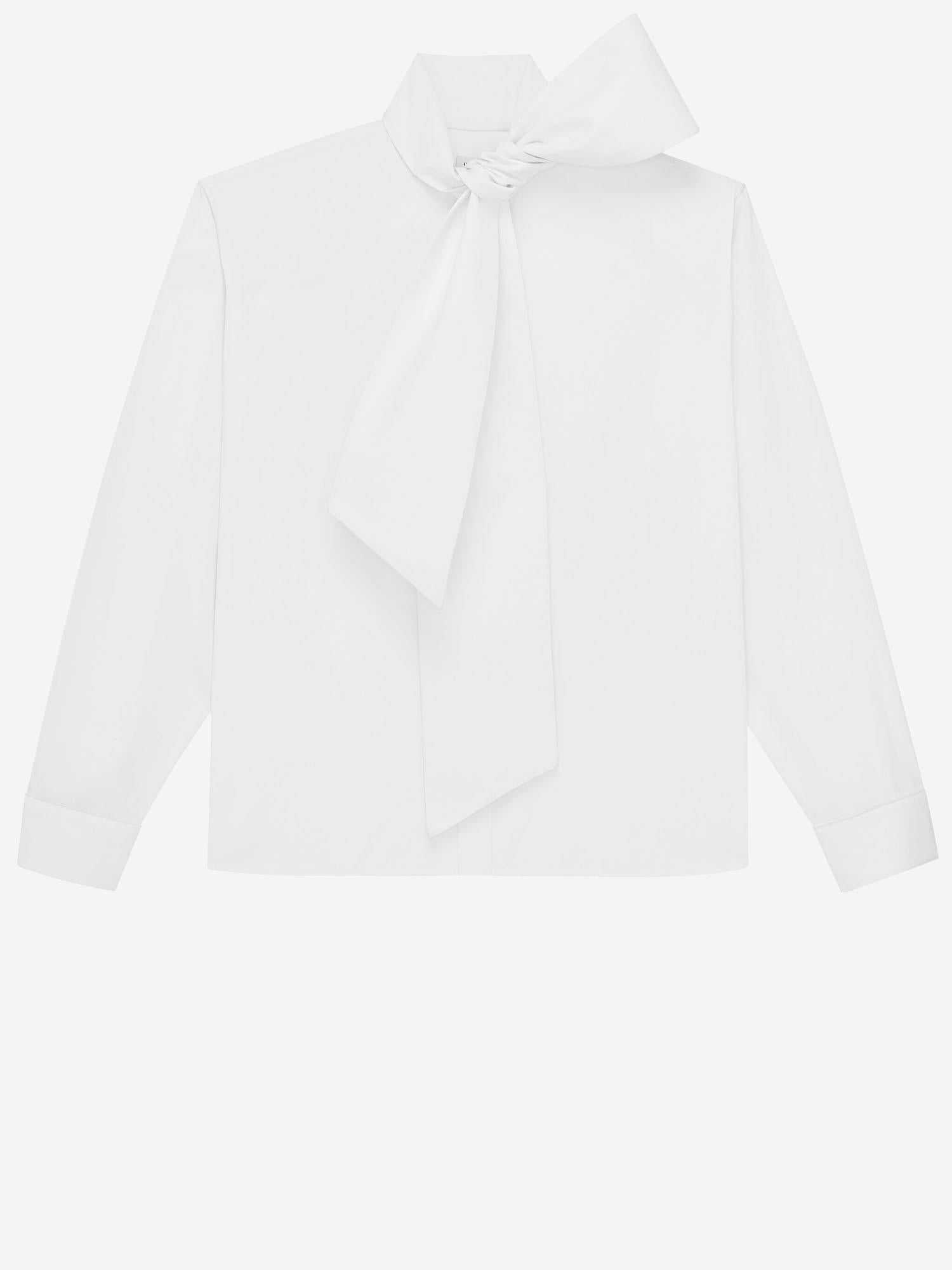 CAMICIA CON COLLO LAVALLIÈRE IN POPELINE DI COTONE 865302 Y1H489000 SAINT LAURENT 