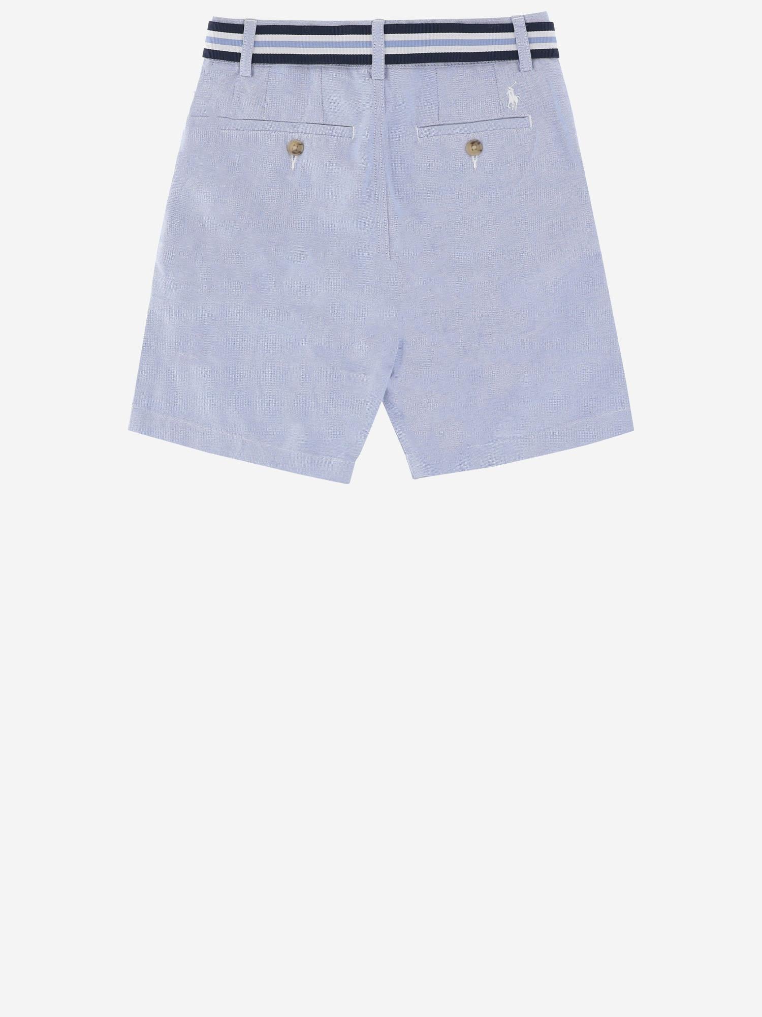 PANTALONI CORTI IN COTONE CON CINTURA A RIGHE 323963291 500 POLO RALPH LAUREN KIDS 