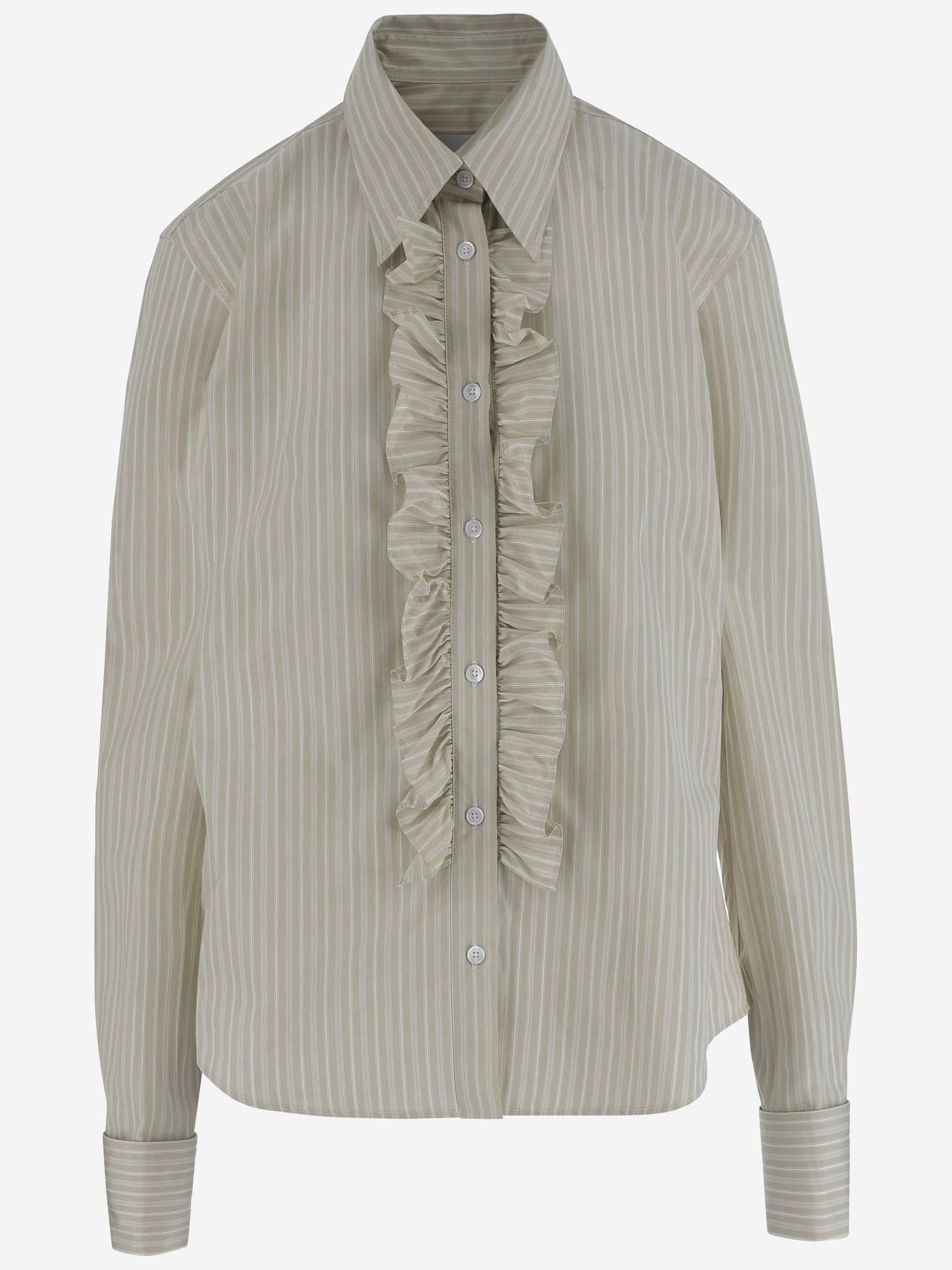 Camicia in cotone con jabot a righe FSH821CO0219 A040 AMI 