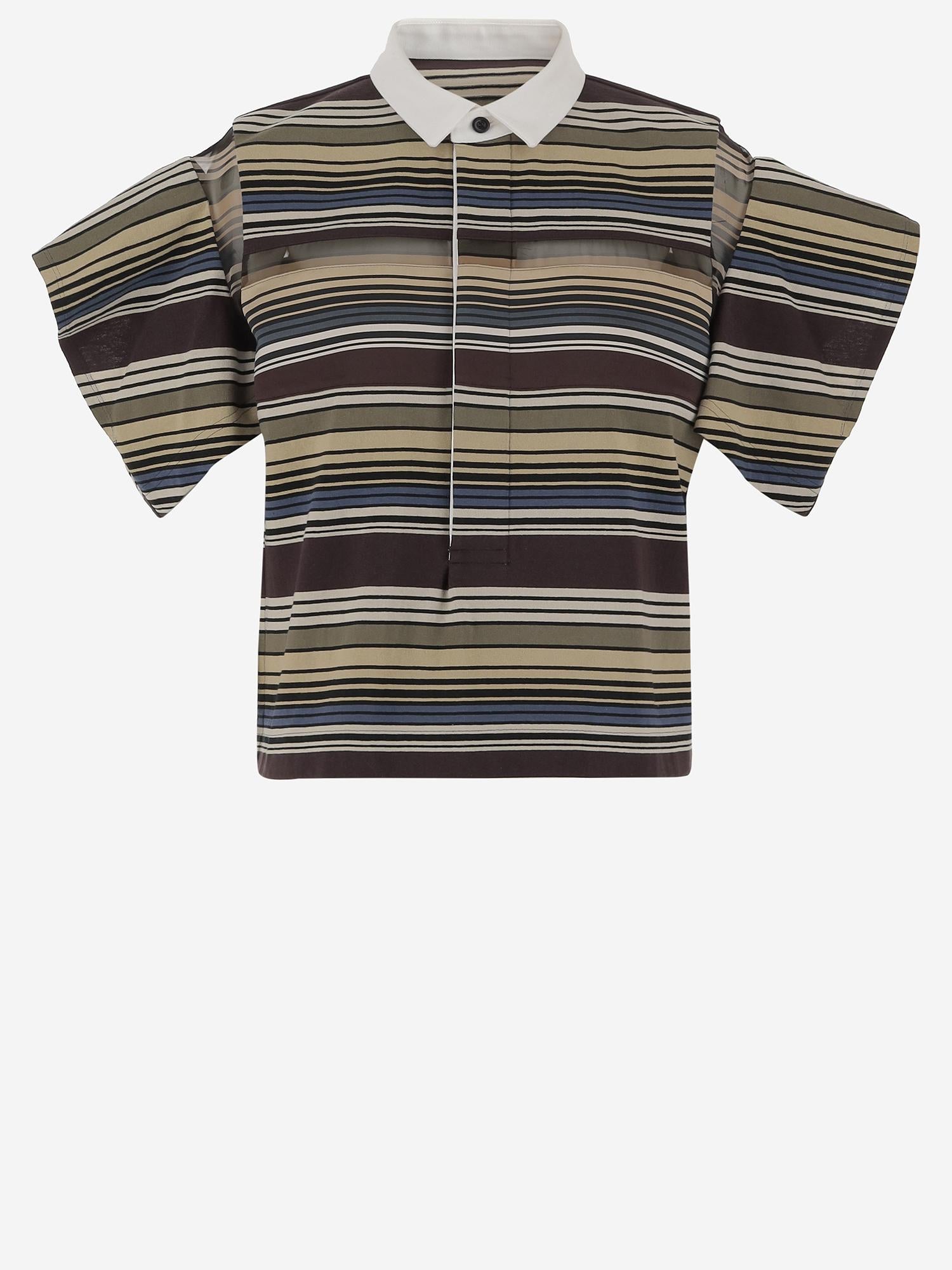 T-SHIRT IN COTONE A RIGHE CON DETTAGLIO IN PIZZO 08379 615 SACAI 