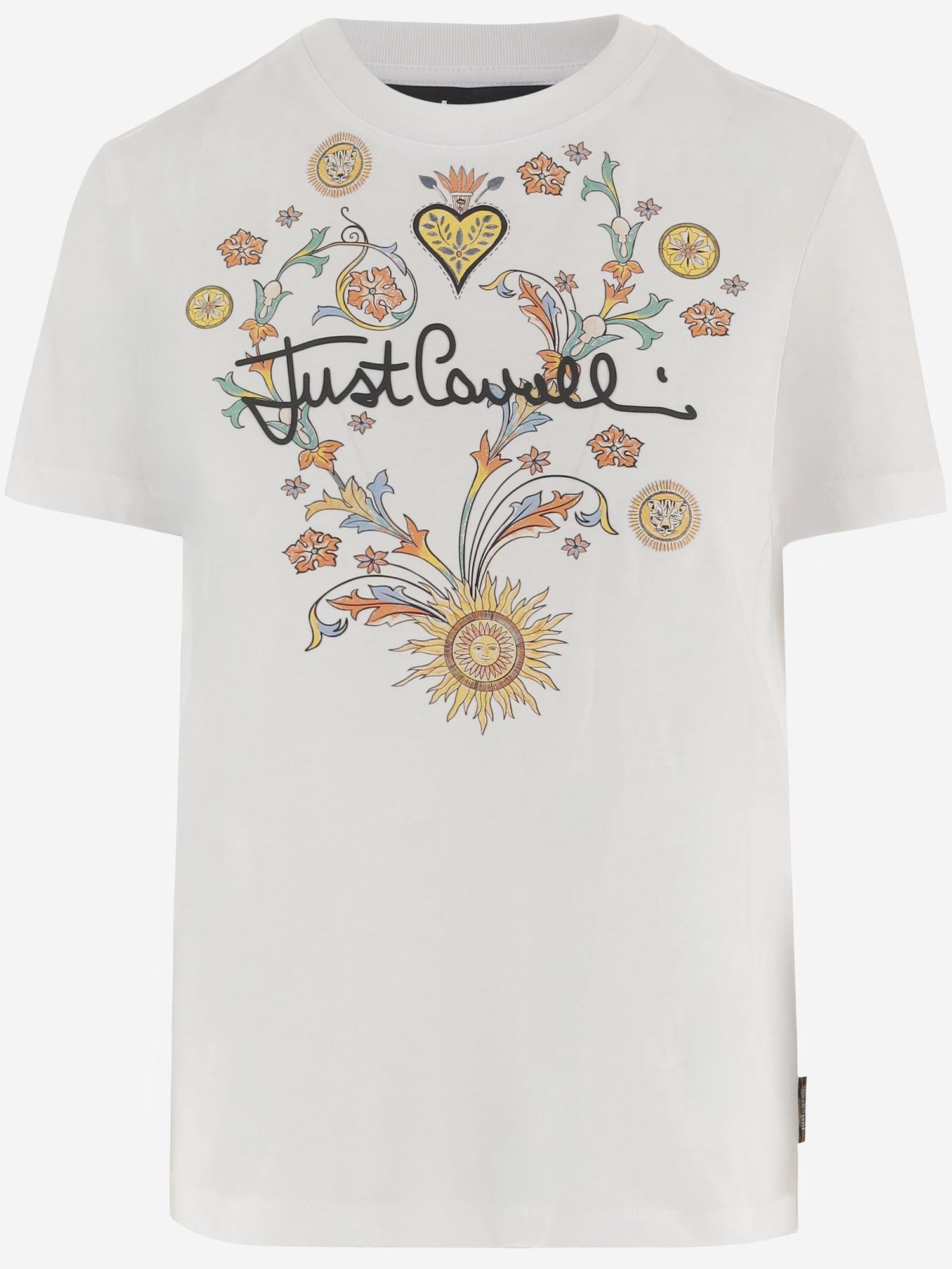 T-SHIRT IN COTONE CON STAMPA 80PAHT28 CJ500003 JUST CAVALLI 