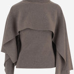 MAGLIONE ASIMMETRICO IN LANA CON COLLO ALTO E DRAPPEGGIO LATERALE 321925 BEIGE MAGDA BUTRYM 