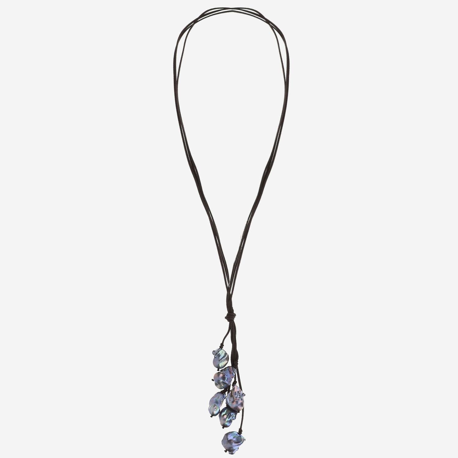 COLLANA in suede CON  perle VTAHITICLUSTERT  MELA 