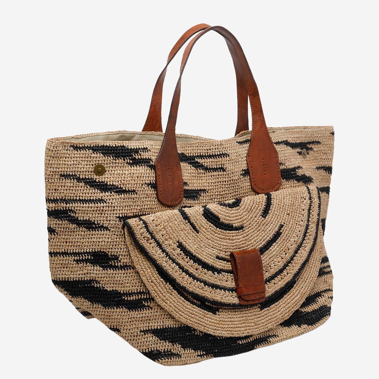 BORSA TOTE LAZA II IN RAFIA LAZAIIZEBRA EXCLU IBELIV 