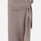 GONNA INCROCIATA IN LANA CON NODO 6252K21156 PEATMELANGE CARVEN 