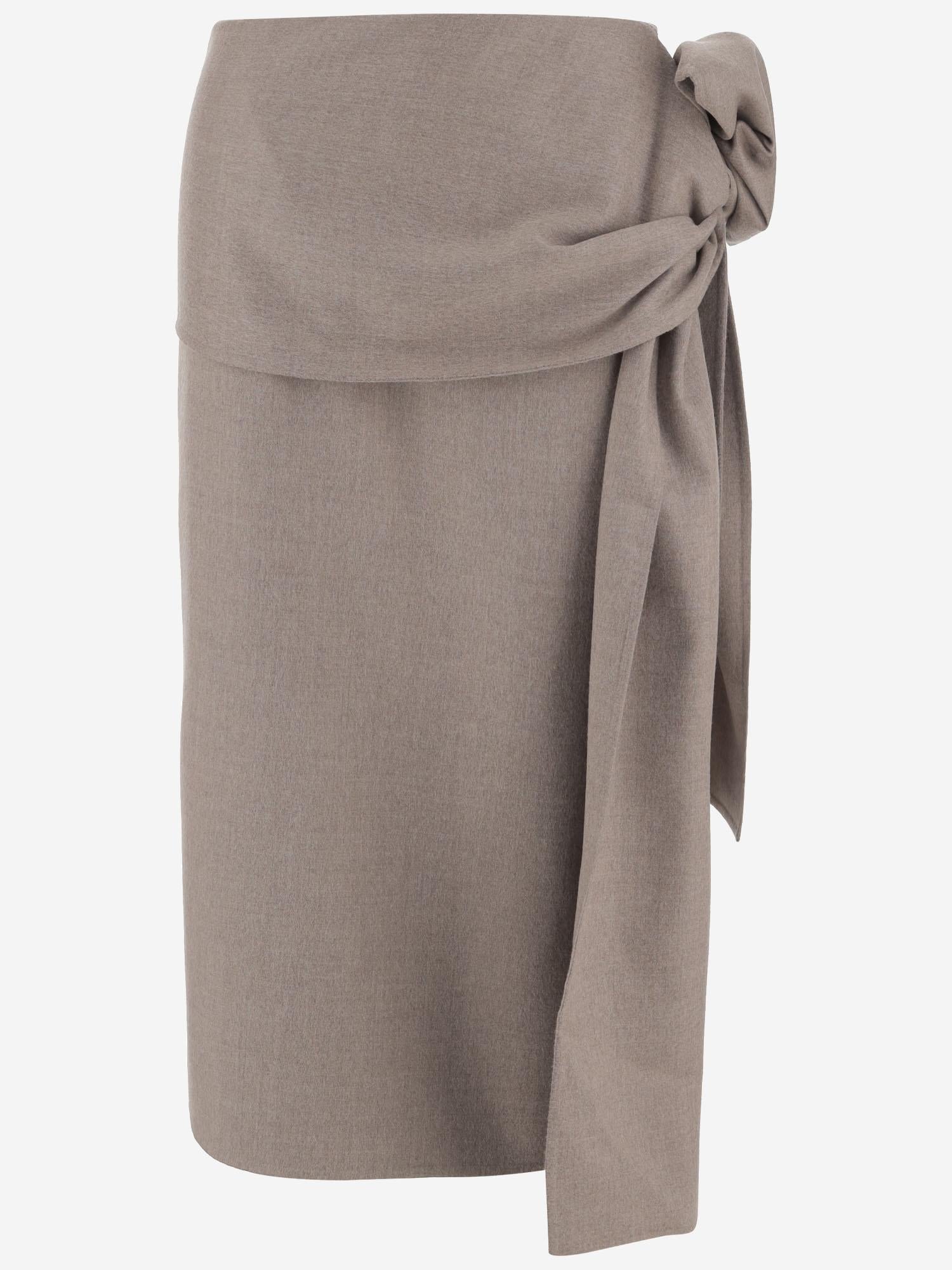 GONNA INCROCIATA IN LANA CON NODO 6252K21156 PEATMELANGE CARVEN 