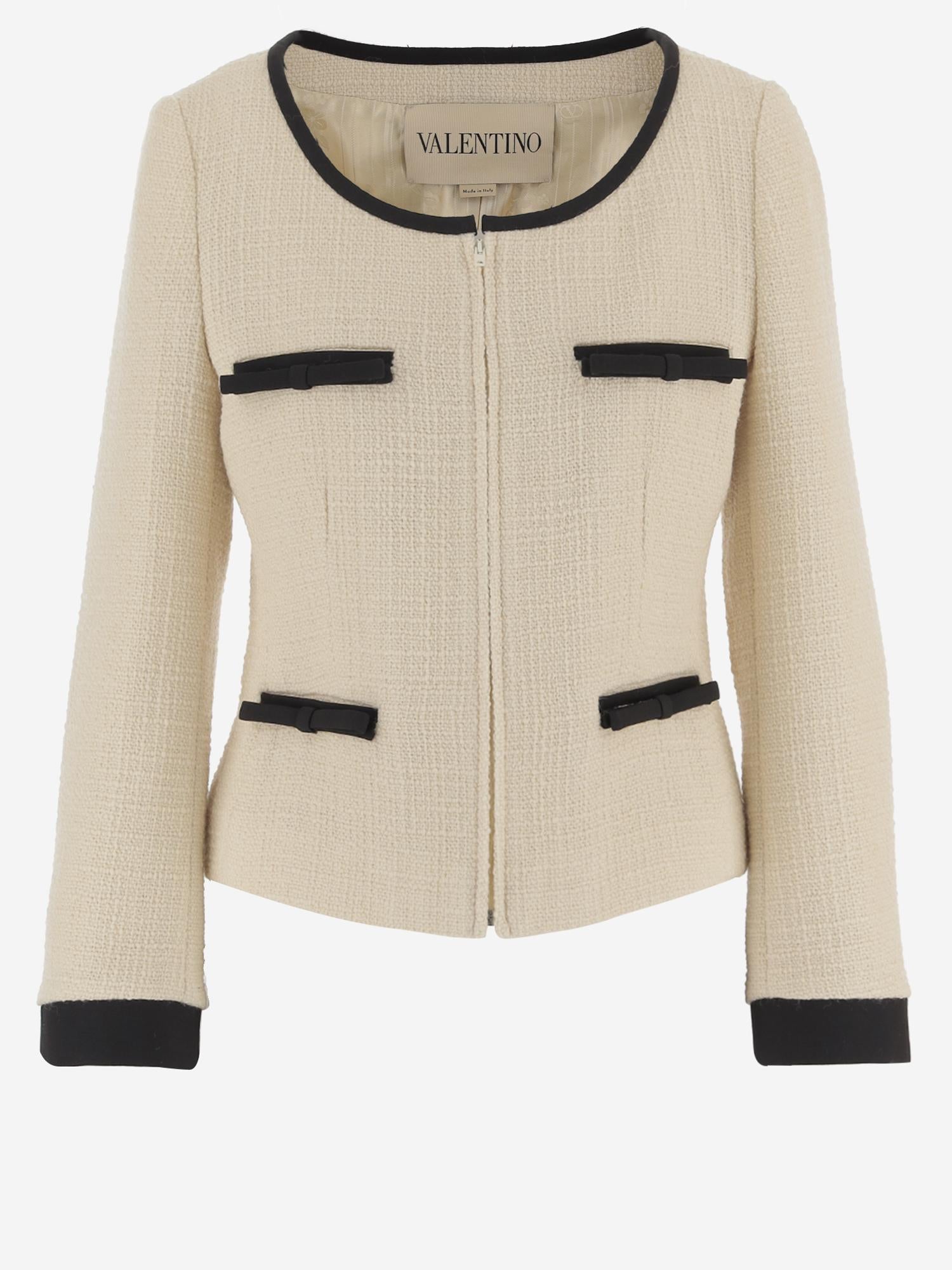 Giacca in Plain Wool Tweed 7B0CE4T5 90YDNG VALENTINO 