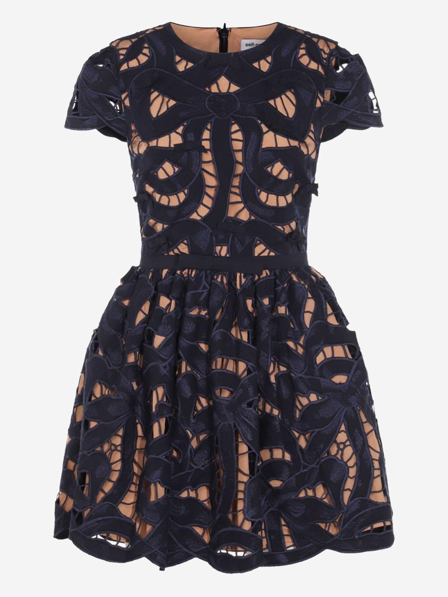 ABITO IN COTONE CON RICAMI PF25013SBL BLUE SELF PORTRAIT 