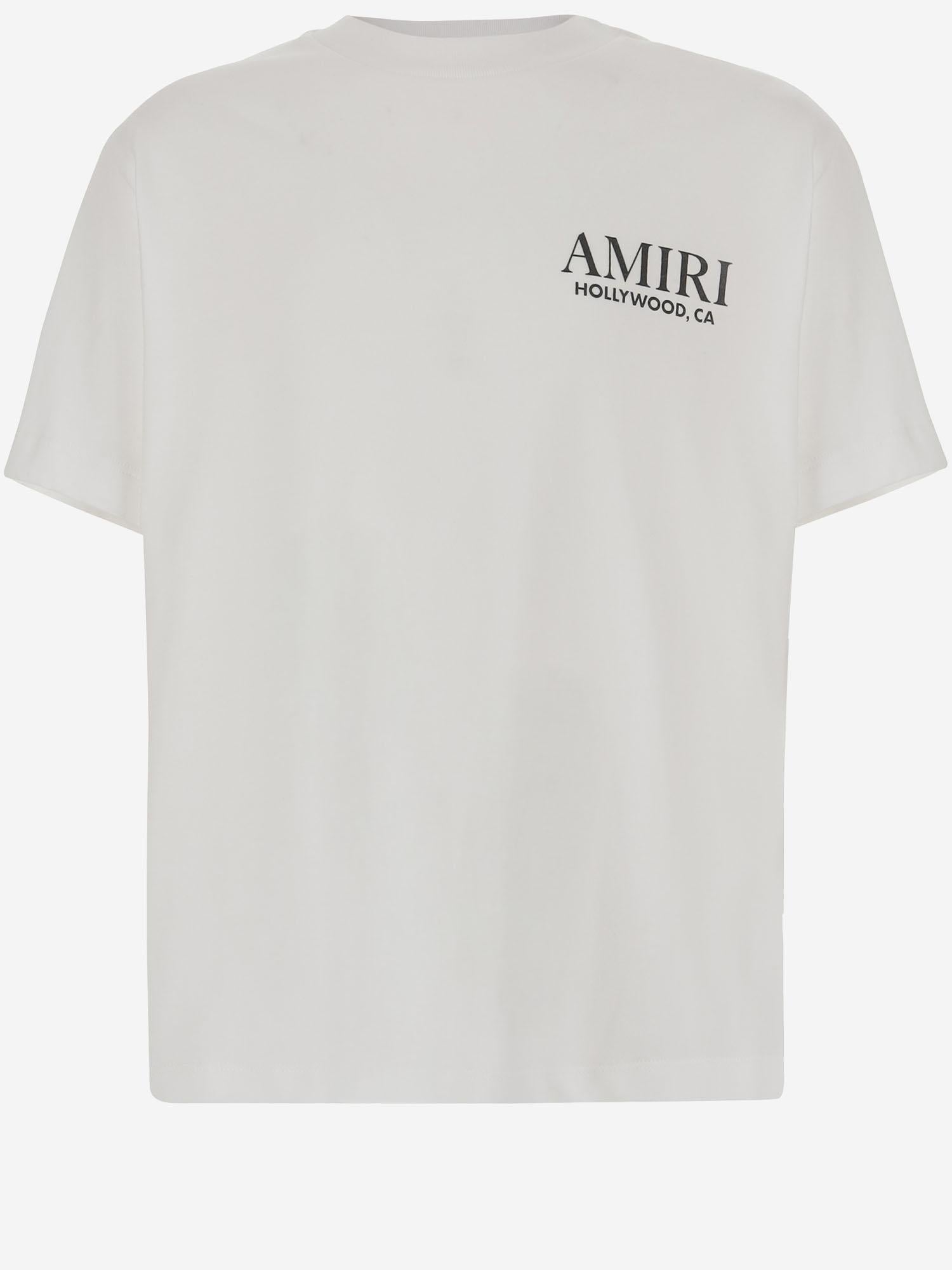 T-SHIRT IN COTONE CON STAMPA E LOGO AKJYTE 1036Ivory AMIRI KIDS 