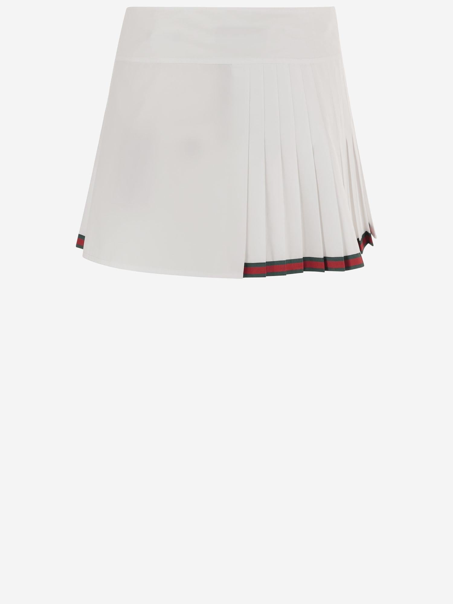 GONNA IN COTONE CON PIEGHE PARZIALI E BANDE WEB 846659 ZAJP19000 GUCCI 